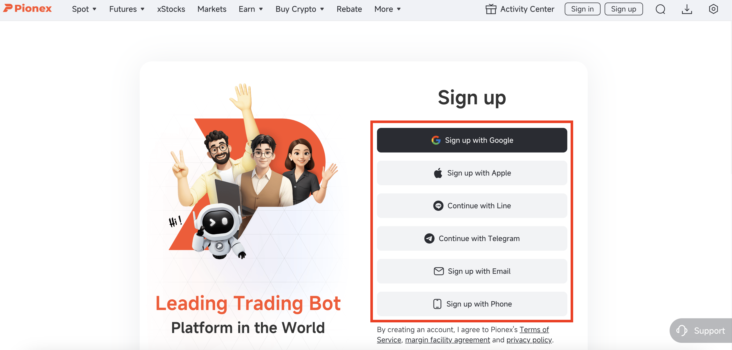 Pionex Exchange Account Setup