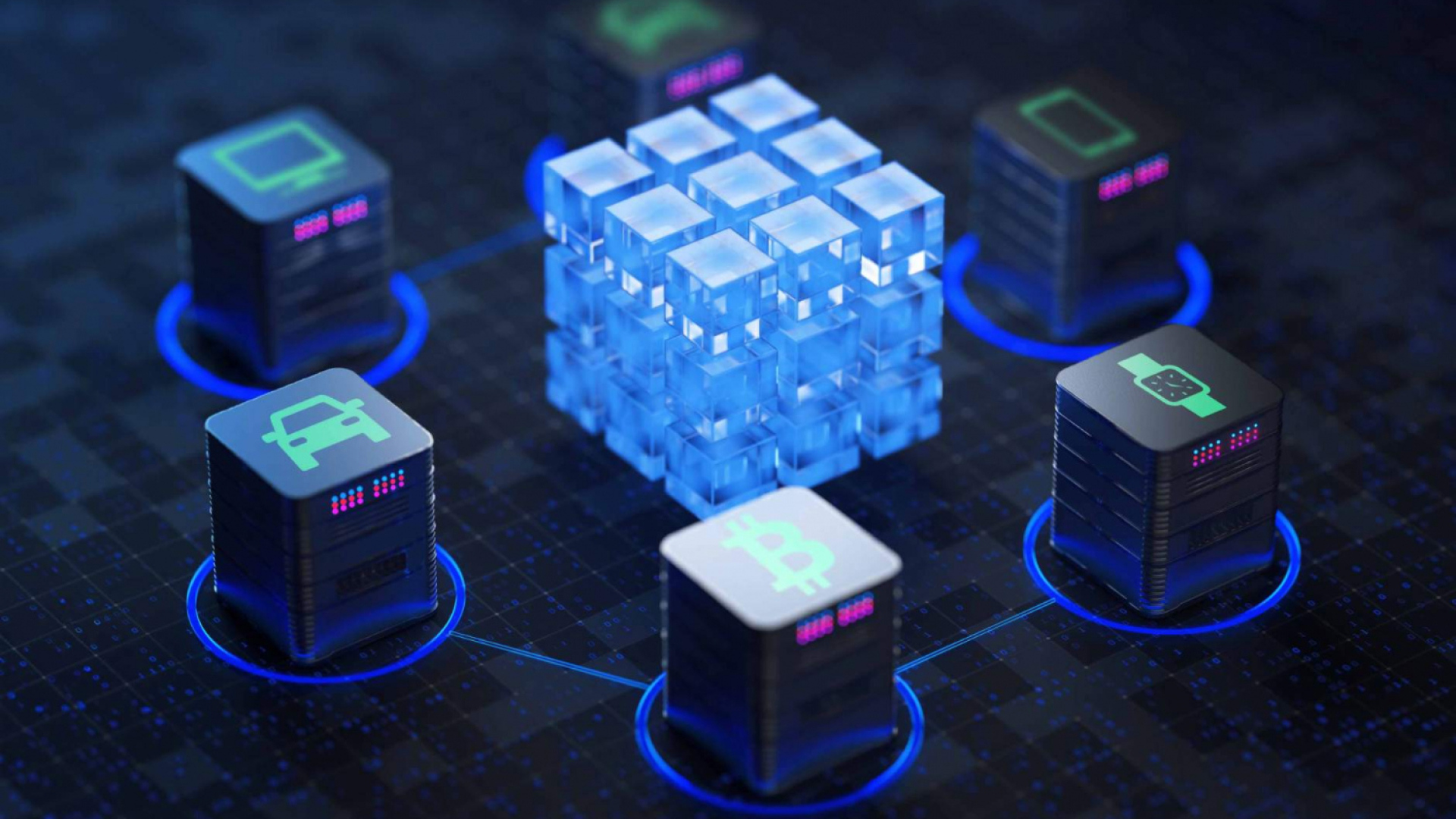 Abstract visualization of interconnected global GPU networks powering decentralized AI compute in capex-light DePIN models