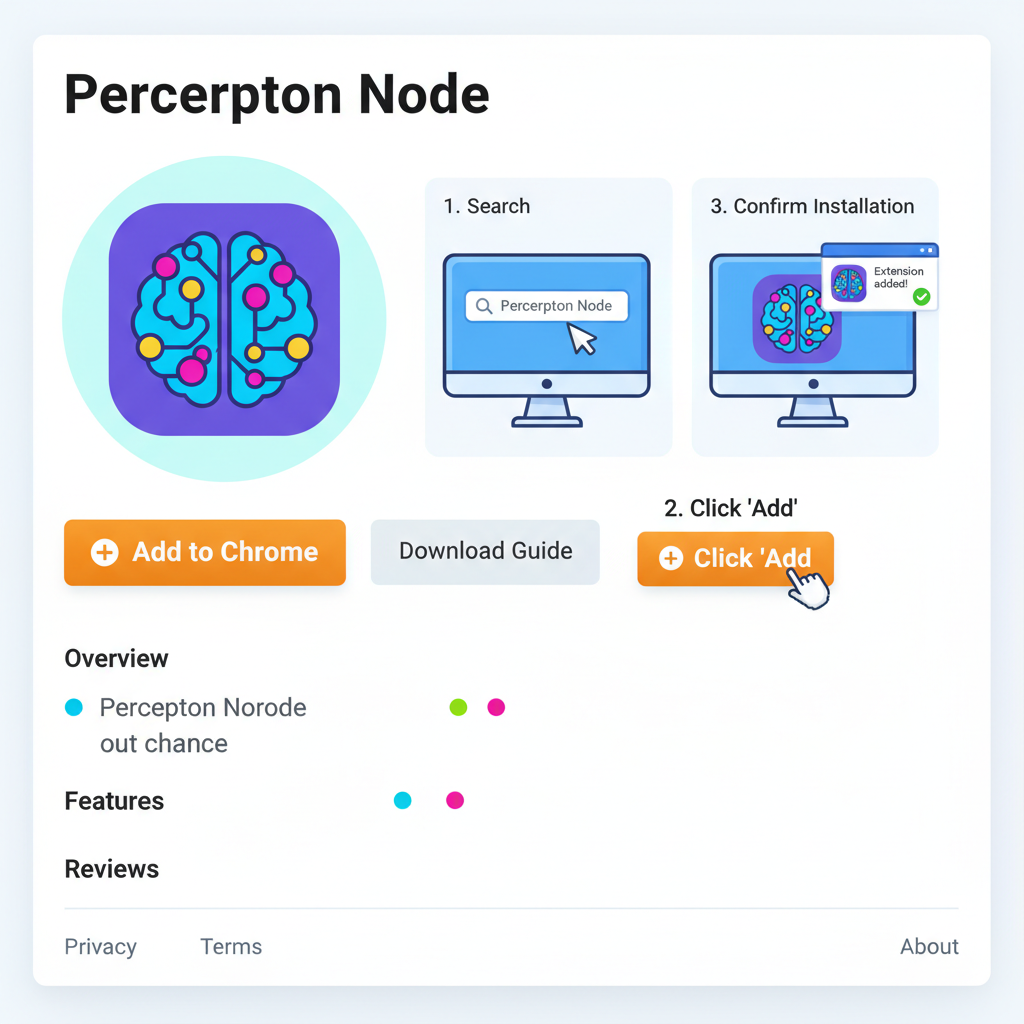 chrome web store perceptron node extension install screen, clean ui, vibrant colors